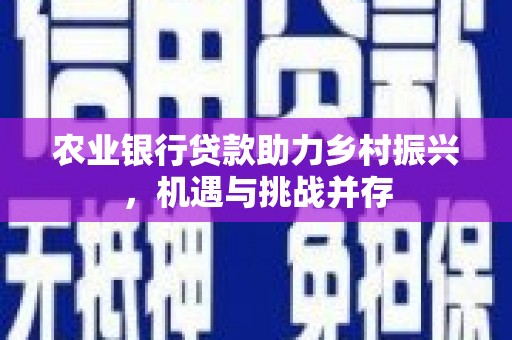 邕宁农业银行贷款助力乡村振兴，机遇与挑战并存